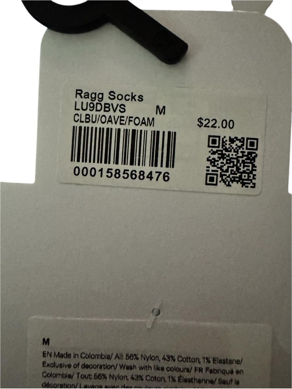 Lululemon Unisex Crew Length Ragg Socks Club Blue Ocean Wave M NWT Sold Out - Picture 3 of 4